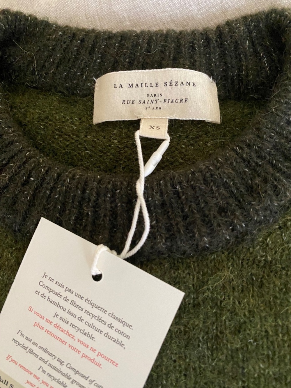 Sezane Samuel 'Perfect Green/Dark Green' NWT - Picture 7 of 11